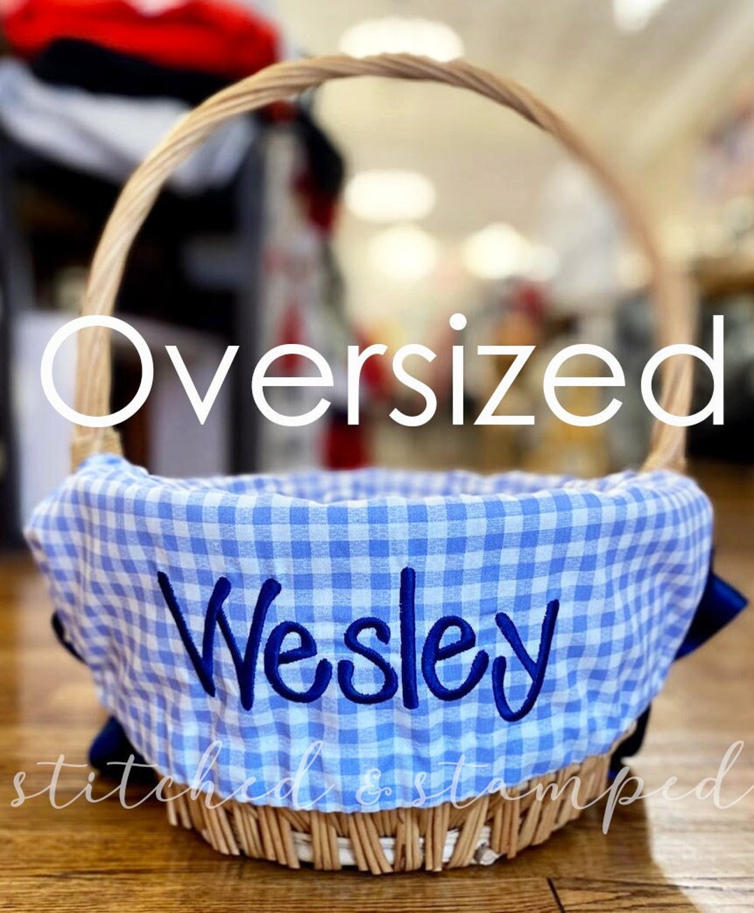 Jumbo Personalized Easter Basket Liner for LARGE Baskets // Light Blue