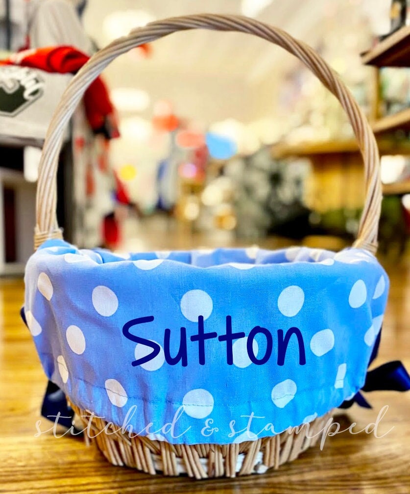 Personalized Easter Basket Liner // Light Blue Polka Dot // Etsy