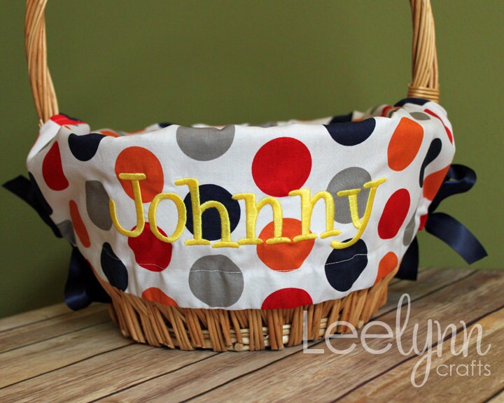 Personalized Easter Basket Liner // Boy Multi Polka Dot // Includes ...