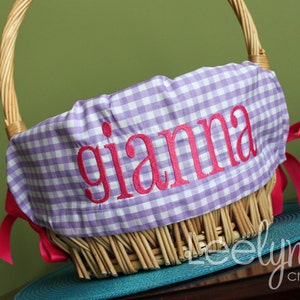 Personalized Easter Basket Liner // Purple Gingham Plaid // Name Included // Girls Monogrammed Basket Liner