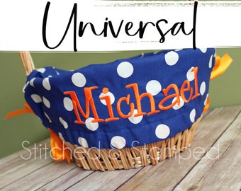 NEW!  Universal Size Personalized Easter Basket Liner for baskets // Royal Polka Dot  // Includes Name // Boys Monogrammed Basket Liner