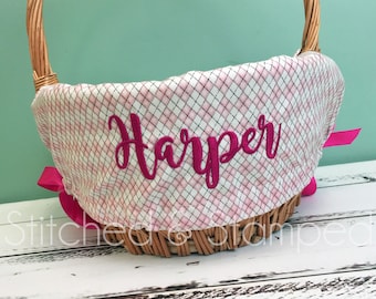 Personalized Easter Basket Liner //Pink Argyle Easter Basket Liner // Includes Name // Girls Monogrammed Basket Liner