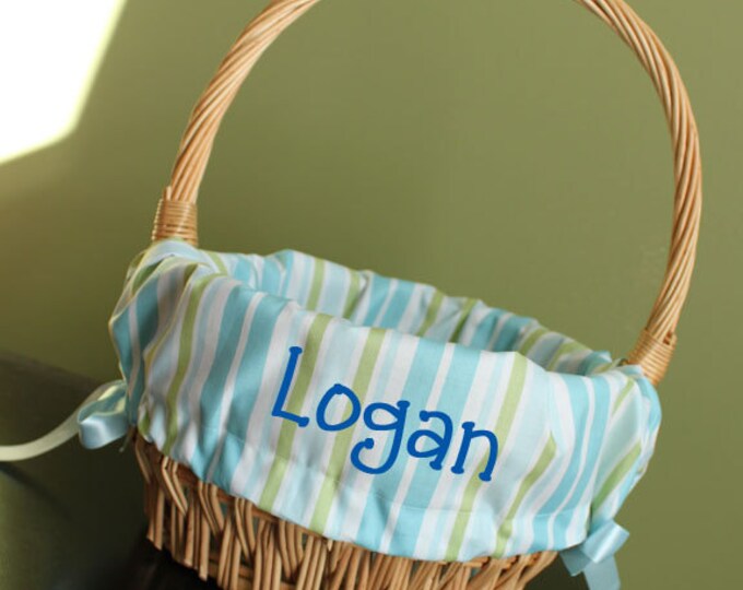 Personalized / Monogrammed Easter Basket Liner Blue and Green Stripe Etsy