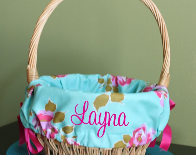 Monogrammed Easter Basket Liner Aqua Floral Etsy