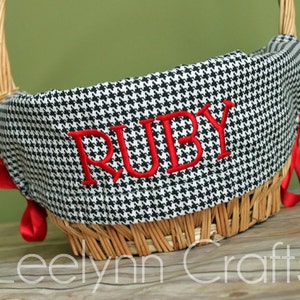 Personalized Easter Basket Liner // Black and White Houndstooth // Includes Name // Monogrammed Basket Liner