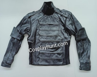 Captain America Winter Soldier : Bucky Barnes Real Leather Jacket with Removable Sleeves