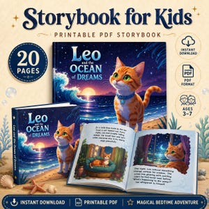 Slaapverhaalboek voor kinderen met audio-voorlezing: Leo en de oceanen der dromen, digitale download voor kleuters en beginnende lezers, rustgevend