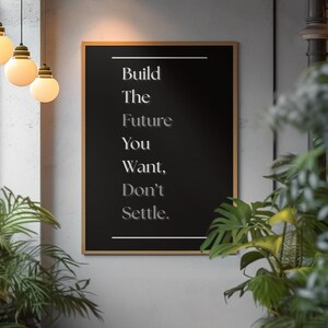 Build The Future You Want, Don't Settle Motivational Office Art, Discipline & Success Poster