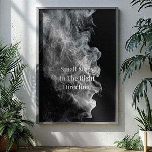 Pequeños pasos en la dirección correcta. Lámina motivacional. Póster de arte mural sobre mentalidad de crecimiento.