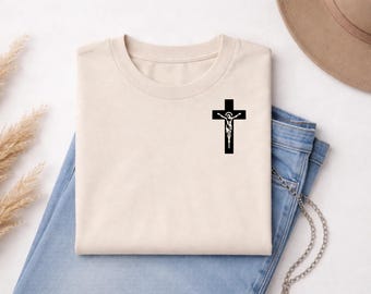 Camiseta con cruz cristiana/Jesús es el Rey/Ropa de calle moderna con versículos bíblicos cristianos/Para la fe, el amor y la iglesia/Regalo para cristianos
