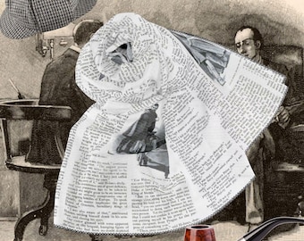 Szalik Sherlock Holmes, Prezenty literackie dla miłośników książek, Czytelników, Szalik Dark Academia, Prezenty książkowe / Sherlock Holmes i John Watson