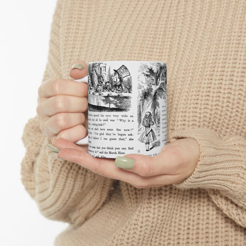Alice in Wonderland Mug, Classic Literature Ceramic Cup, Dark Academia Literary Gift, 11oz 15oz Tea Coffee Drinkware, Book Lover Mug image 4