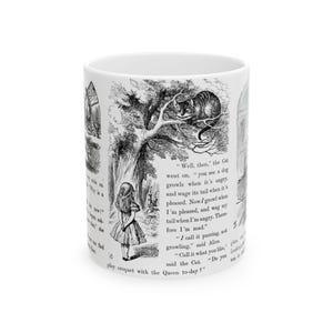 Alice in Wonderland Mug, Classic Literature Ceramic Cup, Dark Academia Literary Gift, 11oz 15oz Tea Coffee Drinkware, Book Lover Mug image 1