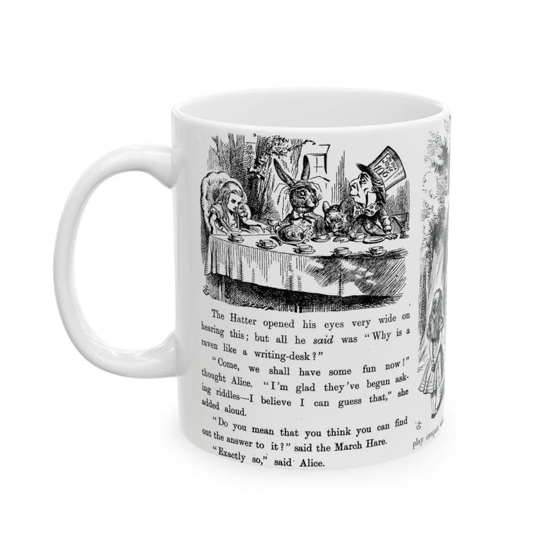 Alice in Wonderland Mug, Classic Literature Ceramic Cup, Dark Academia Literary Gift, 11oz 15oz Tea Coffee Drinkware, Book Lover Mug image 2