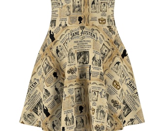 Falda literaria vintage \ Ropa de Jane Austen, Orgullo y prejuicio, Elizabeth Bennet, Dark Academia, Regalo para amantes de los libros, Regalo de literatura clásica