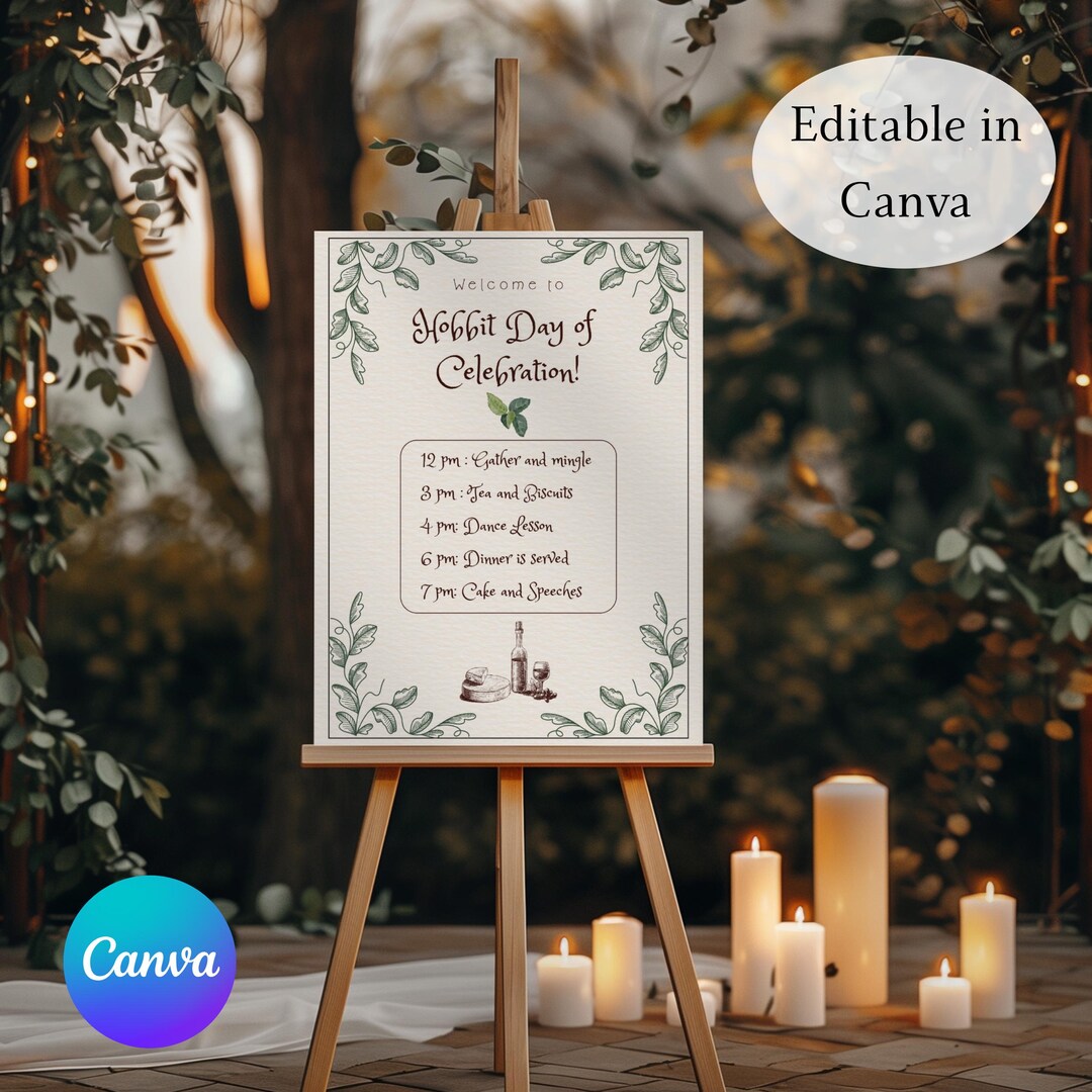 Hobbit Fantasy Themed Welcome Sign, LOTR Inspired Wedding, Birthday ...