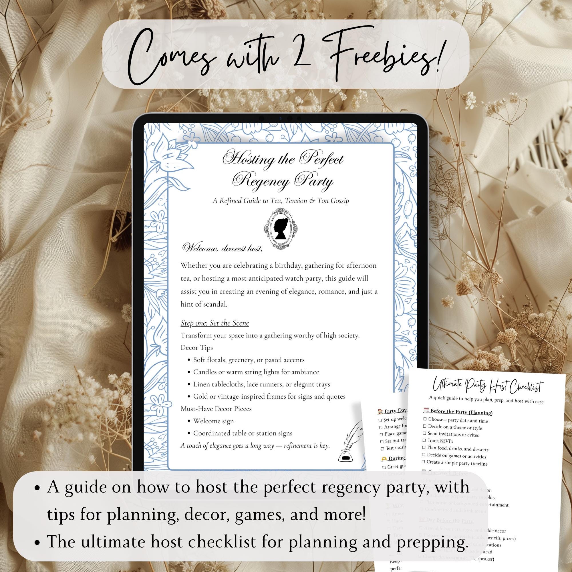 Regency Era Birthday Party Bundle | Printable Blue Floral Vintage ...