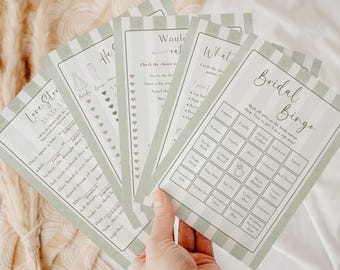 Love is in Bloom Bridal Shower Games Bundle | 12+ Printable Activities Pack | Bridal Bingo (Editable Canva Template) | bs30