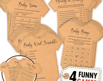 Funny Baby Shower Games, Gender Neutral Bingo and Trivia Set for Guest