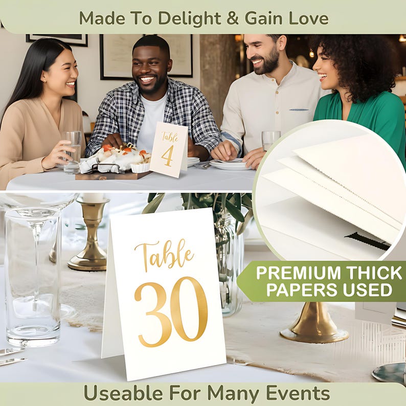 Numbers For Table Setting Gold Wedding Table Numbers 1-30, Party Seating Help, Minimalist Event ...
