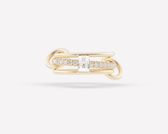 SPINELLI KILCOLLIN Band, Moissanit Voll Eternity Band Solitärring, Connector Interlocking Band, Hochzeitsring, Statement Emerald Cut Band