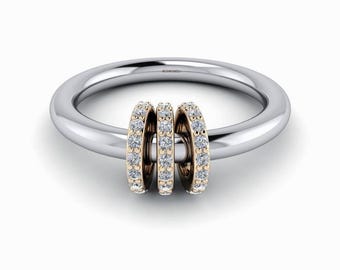 Anillo de plata maciza 925 con tres anillos entrelazados, anillo SPINELLI KILCOLLIN, anillo apilable, anillo delicado para ella