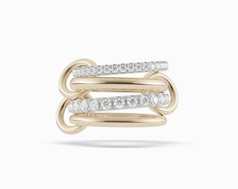 14k Gold hinterlegt Moissanit Eternity Band für Frauen mit schlichtem Ring Multi Link, Hochzeit Verlobungsring, Stapeln Band
