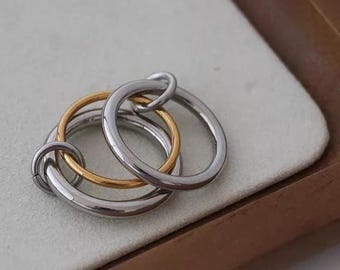 SPINELLI KILCOLLIN Massiv Silber Multi-Link-Ring für Frauen, vergoldetes Plain Band, drei Statement Stacking Band für Frauen Gifted
