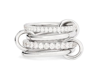 925 Sterling Silber Moissanit Eternity Band für Frauen mit schlichtem Ring Multi Link, Hochzeit Verlobungsring, SPINELLI KILCOLLIN Band
