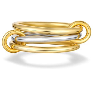 Three Plain Wire Ring Multi Link Connector Band For Women, Handmade Statement Stacking Rings, SPINELLI KILCOLLIN Rings, Dainty Band For Her
