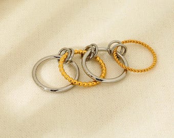 18k Vergoldetes Silber Schlichter Multibandring, SPINELLI KILCOLLIN Ring, dotiertes Eternity Band, Statementring, Hochzeitsbandring Stapelbarer Ring