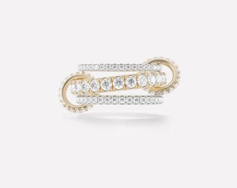 14K Vergoldete Eternity Multi Link Verbundene Ring, Kreis Schlichte Eternity Ring, Eternity Multi Link Verbundene Ring, zweifarbige Trauringe