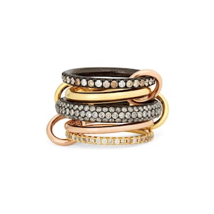 SPINELLI KILCOLLIN Band, Black Rhodium With Multi Moissanite Full Eternity Band Multi Band Connectors Ring, Statement Stacking band Rings