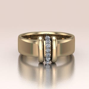 14k Gold Plated Solid Silver Band With Three Interlocking Band, SPINELLI KILCOLLIN Ring, Small moissanite Eternity Band Ring For Women Ring