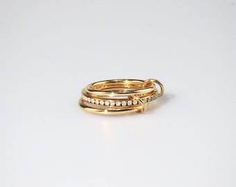 18k Gold überzogener handgemachter Moissanit-Eternity-Multibandring, Aussagering, Ehering SPINELLI KILCOLLIN Multiband, Stapelbandringe