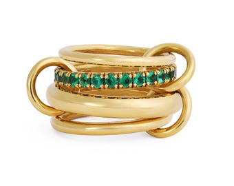 18k Gold plattiert Smaragd CZ Ewigkeit Multi-Band-Ring, Verriegelung Band, Statement-Ring, Ehering, Spinelli Kilcollin Stapelring