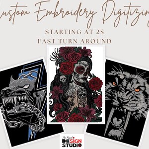 Custom Embroidery Digitizing & Vectorizing Service: Logo, Image to Embroidery Files Emb Dst PES True PXF and VP3 Files High Resolution PNG