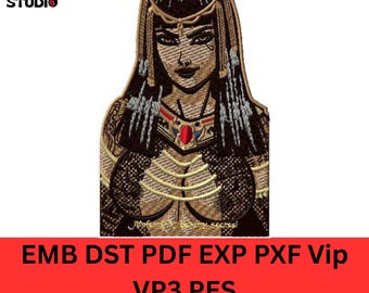 Egypt Queen embroidery machine File 5x5  Emb Dst Pes Exp Pxf Vip Vp3 Pdf For Color