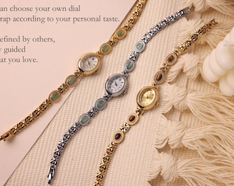 Anpassningsbar ädelstensarmbandsklocka – Vintagestil, elegant present