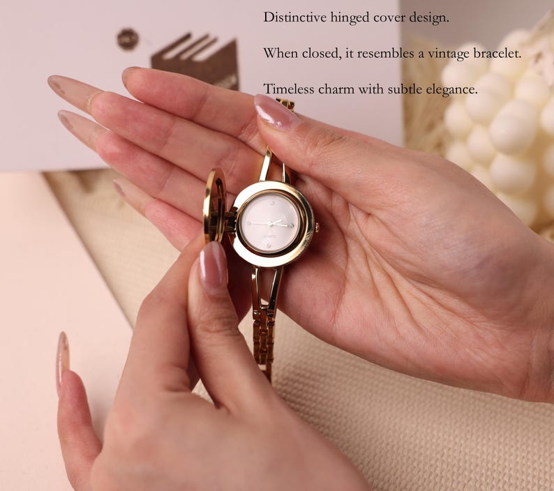 Blommig armbandsklocka för kvinnor, dekorativ urtavla med smyckesklocka och personlig presentask, elegant armbandsur som present till henne bild 2