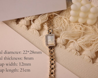 Minimalistisk rektangulär damklocka, elegant armbandsklocka i smyckesstil, personlig presentask som alternativ, present till henne eller dig själv
