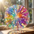 Rainbow Suncatcher Crystal Prism, Holographic Stained Glass Window Hanging, Summer Home Decor, Unique Gardening Gift for Mom or Grandma product logo