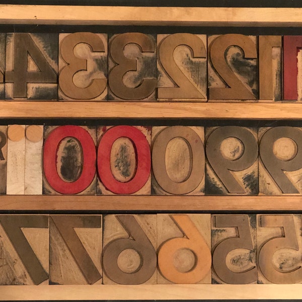 Vintage Wooden Letterpress Blocks and Type. Approx 2" Wood numbers and punctuation. Pick your number punctuation,craft supply,