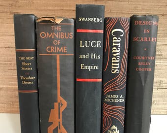 Black Decorative Book Set: Vintage Staging Books, Dark Decor