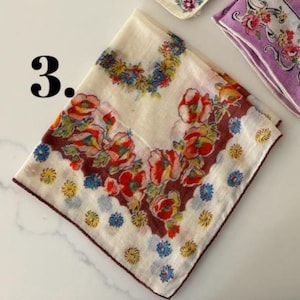Vintage Floral Cotton Handkerchief - Retro Hankie - Bride Gift