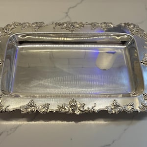 Vintage EGW&S silver-plated tray,5336,Tea Serving Tray,Baroque Silver Plated Serving Tray,Vintage Tray, Baroque, 1900-1940