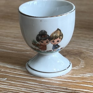 Vintage Egg Cup,Egg Coddler,Whimsical 2 girls,Made in East Germany,vintage serveware,vintage serveware,kitchen kitsch