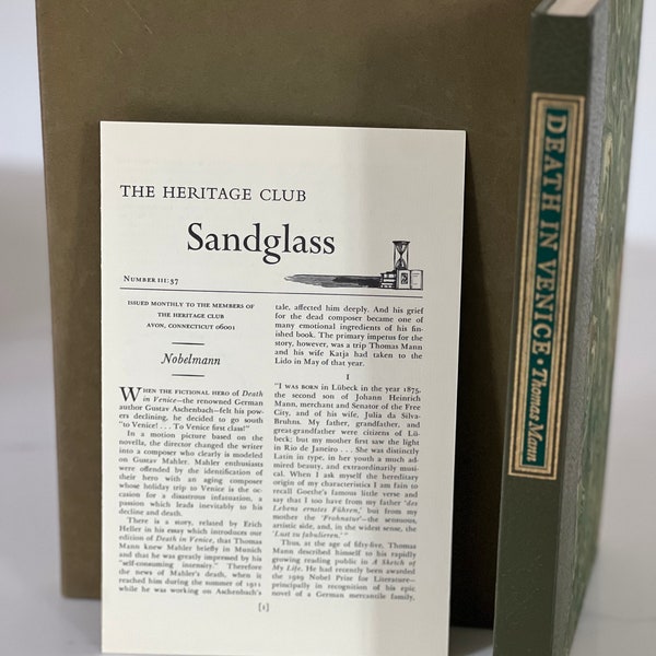 Heritage Press,Death in Venice,Thomas Mann,Slipcase with Sandglass,Illustrated wood engravings Felix Hoffmann,1972 George Macy Companies