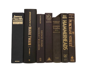 Black Decorative Books with Gold Writing: 1-Foot Book Stack