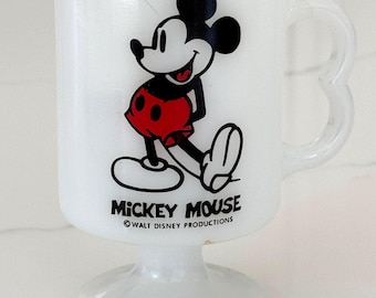 Vintage Mickey Mouse Milk Glass Mug, Disney Collectible